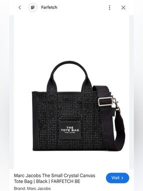 Marc Jacobs the small Crystal Canvas Tote Bag with Strap in black